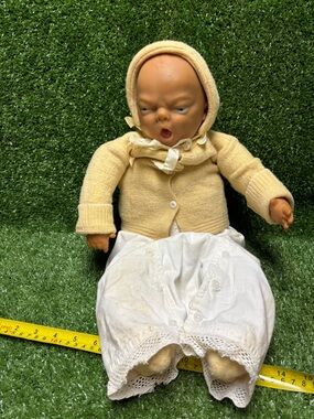 Antique Baby Doll in Cream Outfit - Classic Kids Toy